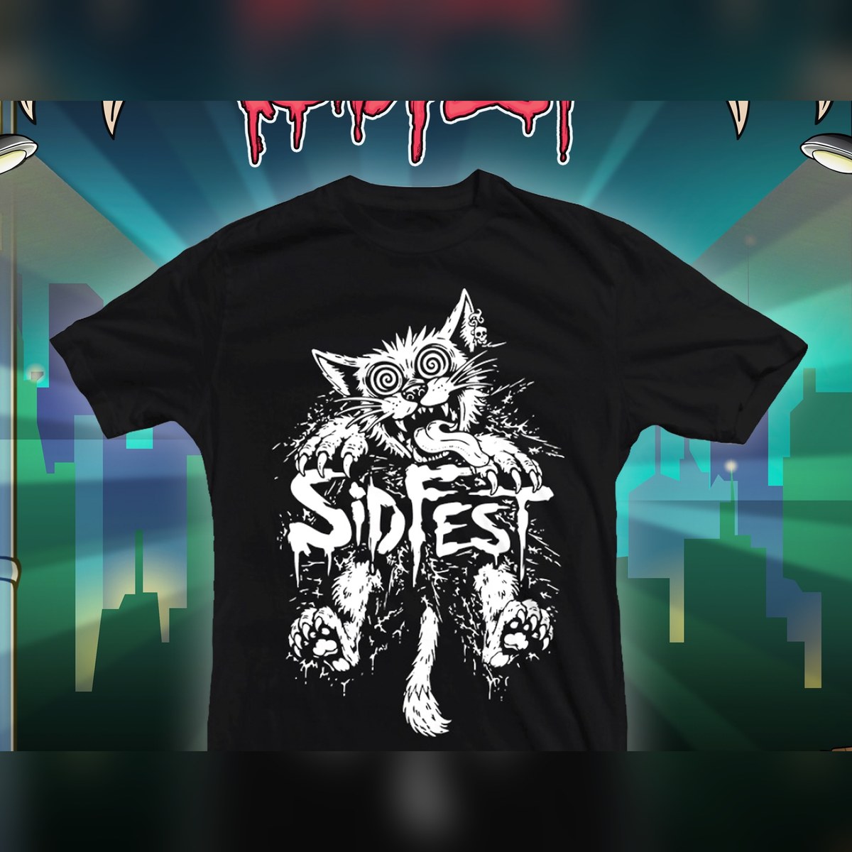 T-shirt SidFest 2026 « Mad Cat » noir et blanc